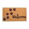 Coir Doormat Front Door Mat with Non Slip PVC Backing  with Paws Prints