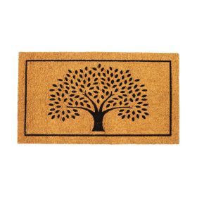 Welcome Doormats Natural Coco Coir Mats with Non Slip PVC Backing  Tree Print