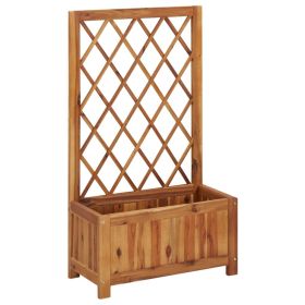 Garden Raised Bed with Trellis Solid Acacia Wood Brown