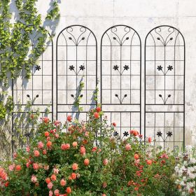 4 Pack Metal Garden Trellis 86.7" x 19.7" Rustproof Trellis for Climbing Plants Outdoor Flower Support Black - BLACK