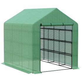 Walk-in Greenhouse for Outdoors with Roll-up Zipper Door,