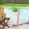 13" Outdoor Modern MGO Small Cast Stone Planter,