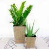 2-Pack Smart Self-watering Square Planter for Indoor and Outdoor - Hand Woven Wicker - Brown - as Pic