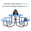 Round Outdoor Steel Picnic Table 46" with umbrella pole,Blue