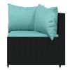 4 Piece Patio Lounge Set with Cushions Black Poly Rattan