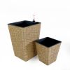 2-Pack Smart Self-watering Square Planter for Indoor and Outdoor - Hand Woven Wicker - Brown - as Pic
