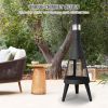 47.6" Tall Chiminea Outdoor Patio Fireplace Metal Wood Burning Outdoor Fire Pit, Black