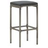 5 Piece Patio Bar Set Gray Solid Wood Acacia and Poly Rattan