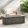 Outdoor Patio Concrete Fire table, Rectangle Gas Burning 56-Inch Fire Pit - 50, 000 BTU,  Grey