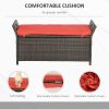 Outsunny 27 Gallon Patio Wicker Storage Bench, Outdoor PE Rattan Patio Furniture