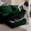 Corduroy Fabric Ottomans Footrest to Combine with 2 Seater Sofa, 3 Seater Sofa and 4 Seater Sofa, Green Corduroy
