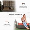 Outsunny 27 Gallon Patio Wicker Storage Bench, Outdoor PE Rattan Patio Furniture