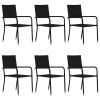 7 Piece Patio Dining Set Poly Rattan Black