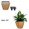 2-Pack Smart Self-watering Planter Pot for Indoor and Outdoor - Light Wood - Square Cone - as Pic