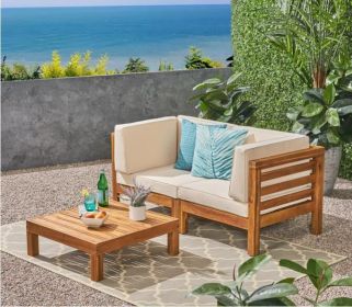 OANA 3-Piece LOVE SEAT SET WITH COFFEE TABLE, BEIGE