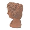 8x9x11.5" Brown Head Bust Planter, Greek Style Cement Head Planter