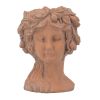 8x9x11.5" Brown Head Bust Planter, Greek Style Cement Head Planter