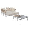 TREXM 8-Piece Patio Sectional Sofa Set with Tempered Glass Coffee Table and Wooden Coffee Table for Outdoor Oasis, Garden