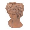 8x9x11.5" Brown Head Bust Planter, Greek Style Cement Head Planter