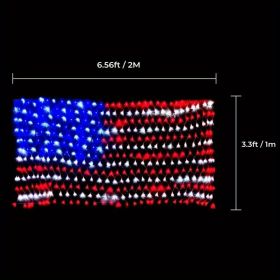 1PC American Flag Net Light; Outdoor Waterproof Mesh Lights; LED String Light; Multicolor Lights For Garden  Wall Decor