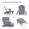 3-Piece Folding Adirondack Chair with Ottoman and Side Table, Outdoor Wooden Fire Pit Chairs w/ High-back, Wide Armrests for Patio, Backyard, Garden