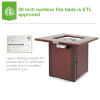 28" 50000 BTU Outdoor Propane Gas Fire Pits Table, Square Brown Texture Outdside Patio Firepits Fireplace Dinning Coffee Tables with Lid & Lava Rock
