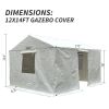 12'x14' Gazebo Cover for Hardtop Gazebos, Outdoor Universal Winter Gazebo Cover with Sidewalls and Mesh Windows