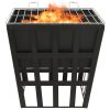 2-in-1 Fire Pit and BBQ 13.4"x13.4"x18.9" Steel