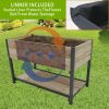 New style: 45" Iron-wood combined growing beds with feet and storage racks. Suitable for various places such as gardens, backyards, terraces