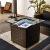 30 inch Outdoor Fire Table Propane Gas Fire Pit Table with Lid, Glass Rocks and Rain Cover
