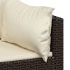 4 Piece Patio Lounge Set with Cushions Brown Poly Rattan