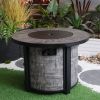Outdoor Propane Fire Pit, Square Stonecrest Gas Fire Pit for Outside Patio, Concrete Propane Fire Table 50,000 BTU Gas Fire Pit w Lava Rocks