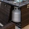 30 inch Outdoor Fire Table Propane Gas Fire Pit Table with Lid, Glass Rocks and Rain Cover