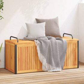 Patio Cushion Box 43.3"x17.7"x16.5"/20.9" Solid Wood Acacia and Steel