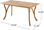 Outdoor Dining Table 59" Rectangular Wood Table