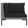 7 Piece Patio Lounge Set with Cushions Poly Rattan Dark Gray