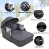 79.9" Outdoor Sun bed with Adjustable Canopy;  Double lounge;  PE Rattan Daybed