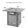 28" 50000 BTU Silver Outdoor Propane Gas Fire Pit Table, Outdside Patio Firepits Fireplace Dinning Tables with Lid & Lava Rock