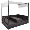 Patio Bed with Canopy Brown 74.8"x51.2" Poly Rattan