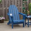 Folding Adirondack Chair, Faux Wood Patio & Fire Pit Chair, Weather Resistant HDPE for Deck, Outside Garden, Porch, Backyard, Blue