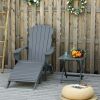3-Piece Folding Adirondack Chair with Ottoman and Side Table, Outdoor Wooden Fire Pit Chairs w/ High-back, Wide Armrests for Patio, Backyard, Garden