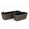 2-Pack Self-watering Planter - Hand Woven Wicker - Rectangular - Dark Gray - as Pic