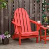 Folding Adirondack Chair, Faux Wood Patio & Fire Pit Chair, Weather Resistant HDPE for Deck, Outside Garden, Porch, Backyard, Red
