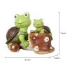 Garden Statue Cute Frog Face Turtles Figurines,Solar Powered Resin Animal Sculpture with 3 Led Lights for Patio