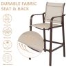 2pcs Wrought Iron Brown Frame Beige Cloth Surface Garden Bar Chair RT