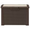 Patio Storage Box with Seat Cushion Brown 33 gal PP