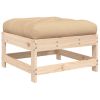 Patio Footstool with Cushion Solid Wood Pine