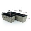 2-Pack Smart Self-watering Rectangle Planter for Indoor and Outdoor - Hand Woven Wicker - Gray - as Pic