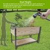 New style: 45" Iron-wood combined growing beds with feet and storage racks. Suitable for various places such as gardens, backyards, terraces
