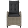 3 Piece Bistro Set with Cushions Gray Poly Rattan